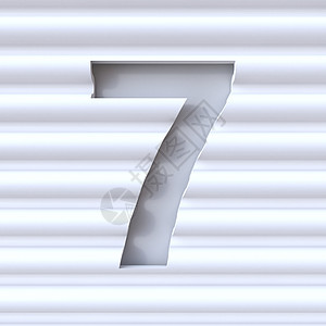 艺术图标在波浪面剪出字体 NUMBER 7 SEVEN 3白色数字图层渲染曲线几何学波面灰色字母艺术背景