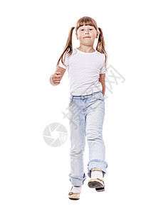 女孩向前走幸福活力活动乐趣脚步训练女孩们童年马尾辫孩子图片