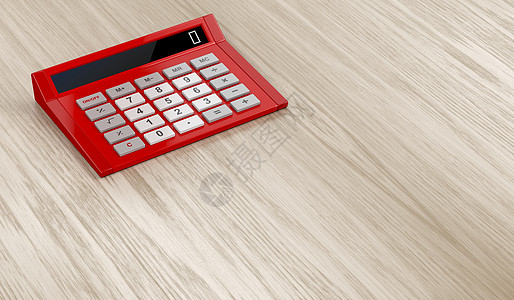 计算器红色金融桌子数学办公室木头背景图片