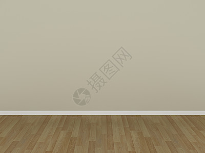 奶油墙和木地板 3d图片