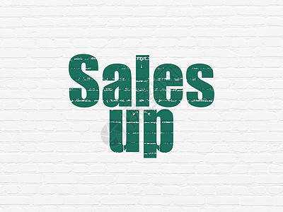 广告概念 Sales Up 在背景墙上建筑市场销售活动绘画网络销售量社区产品公关图片
