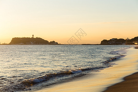 日落时休南的尤伊加哈马海岸地标冲浪风景城市时间天空自然海洋旅行遗产图片