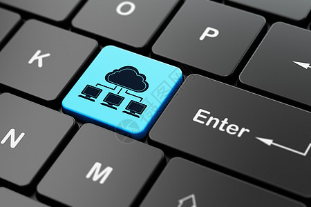 计算机键盘背景上的云技术概念云网络按钮解决方案软件监视器3d网站服务器社会黑色全球图片