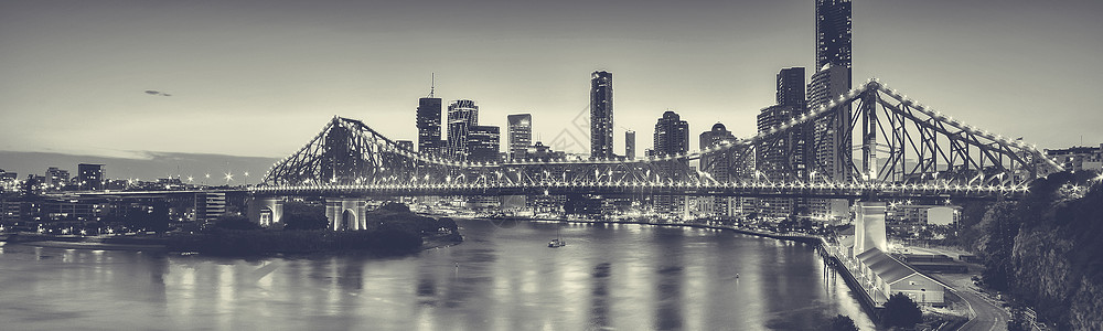 澳大利亚昆士兰州布里斯班的象形故事桥跨度旅行天际城市反思图片