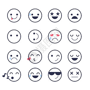 为应用程序和聊天设置情绪图标 不同情绪的图释在白色背景下被隔离网络互联网表情插图符号幸福涂鸦卡通片圆圈乐趣图片