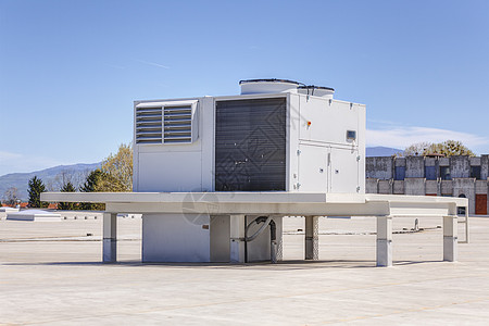 建筑物屋顶顶层细节材料烟囱阴影建造灰色建筑商业塑化机构通风图片