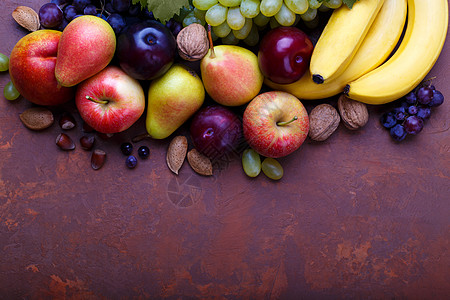 提取有机水果李子桌子作品香蕉收成食物横幅农业艺术黑板图片