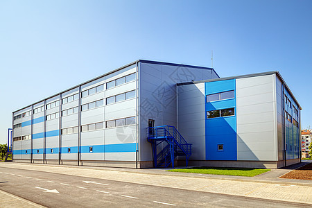 工业建筑上的铝立面建造材料货运职场窗户玻璃工厂财产加载贮存图片