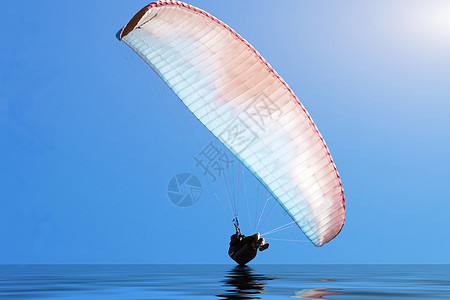 在丹麦滑翔在晴蓝的天空上天堂飞行员翅膀爱好飞行空气乐趣降落伞自由冒险图片