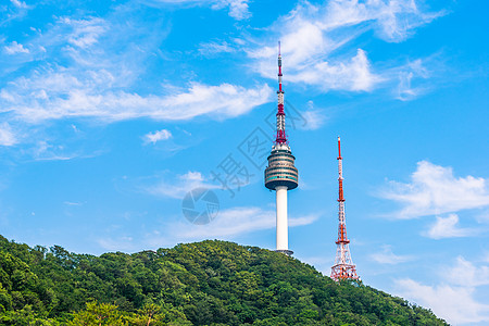 南韩首尔南山塔城市景观天空天际地标旅行图片