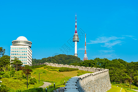 南韩首尔南山塔景观天际地标城市旅行天空图片