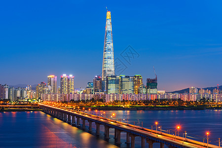 N首尔塔汉河首尔 韩国南首尔首尔市首尔天线背景