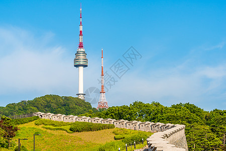 韩国南韩首尔南山南桑塔城市景观地标天空旅行天际图片