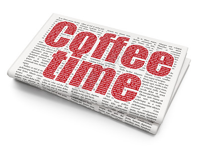 报纸背景上的时间轴概念咖啡时间图片