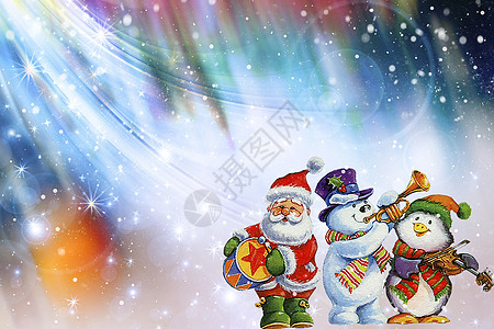 五颜六色的圣诞背景与雪花和星星在 bl魅力日历辉光季节装饰品光泽度假期反射礼物插图图片