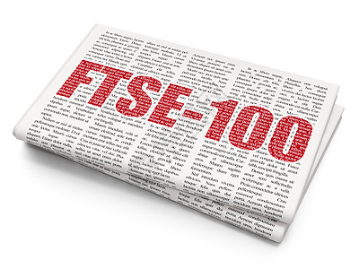 股票市场指数概念 关于报纸背景的FTSE-100图片