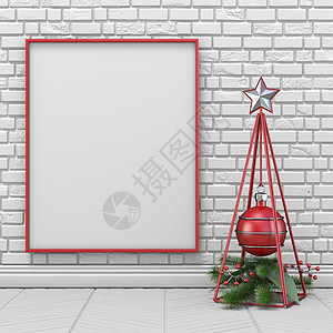 假冒空白的图片框 圣诞装饰铁丝网皮拉背景图片