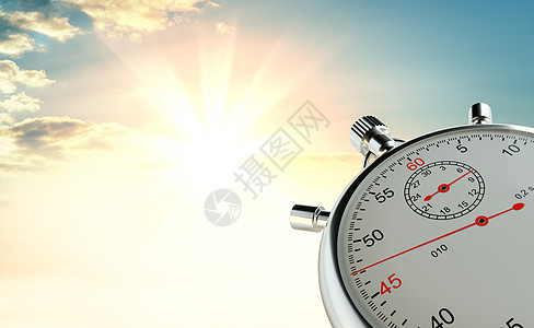 日出背景下的模拟站表手表射线阴影跑表光束运动合金太阳码表3d背景图片