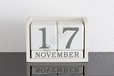 手绘日历11月17日和11月的白区块日历日期框架会议假期黑色节日白色反射死亡派对历史背景