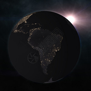 有城市光的夜地球仪海洋蓝色地理互联网地球星星技术网络行星天线图片