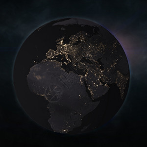 星空背景中的地球世界气氛天线天文学轨道卫星星星网络阳光技术图片