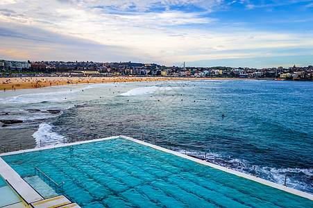 澳大利亚西德尼邦迪海滩和游泳池背景