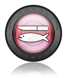 图标 按钮 象形鱼清洁文字蒙皮纽扣海鲜贴纸插图娱乐钓鱼指示牌剔骨图片