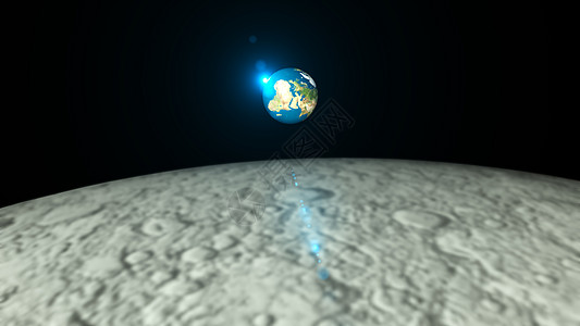 抽象的 3d 渲染背景与地球的旋转和耀斑 查看从哞哞太阳轨道小说日出星星旅行环境气氛月亮勘探图片