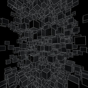 黑色立方体的抽象未来派背景科学建造创造力线条装饰品电脑墙纸网格溪流3d图片