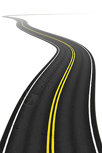 白色背景上蜿蜒的道路旅行弯曲灰色世界渲染小路沥青驾驶地平线黑色图片