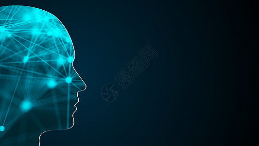 与人体头部的抽象背景 技术概念背景  3d 渲染知识分子智力解剖学天才天空风暴创新网络大脑头脑图片