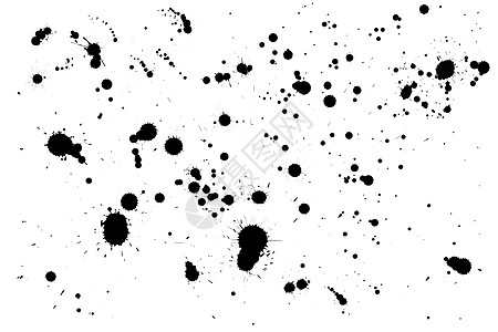 白色背景上孤立的墨水投落板块艺术印迹粒子斑点黑色收藏墨迹水滴图片