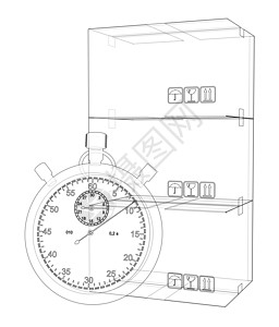 有纸板箱sketc的秒表跑表盒子艺术手表蓝图3d时间警报闹钟绘画图片