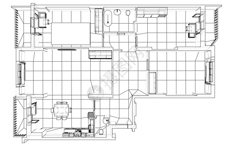 内部草图或蓝图绘画素描地面艺术项目厨房房子草稿公寓建筑学图片