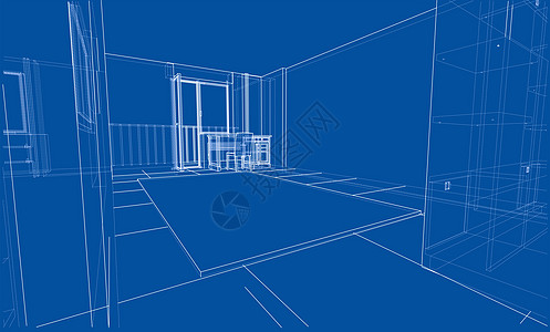 内部草图或蓝图建造公寓窗户房间3d草稿项目技术艺术素描图片