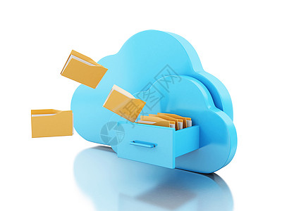 云中的 3d 文件存储办公室服务器互联网档案白色文档下载商业组织电脑图片