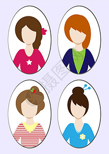美丽的年轻女孩的可爱插图 有着各种发型收藏金发女郎发色护理女士头发卡通片青少年理发理发师图片