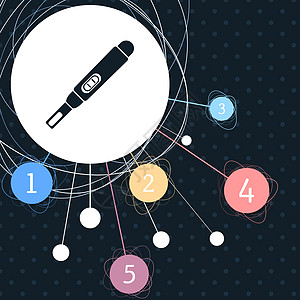 妊娠测试图标 其背景指向点 并带有信息地理风格图片