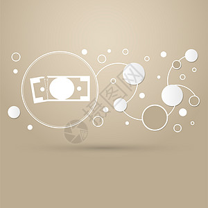 褐色背景上的美元图标 具有优雅的风格和现代设计图图片