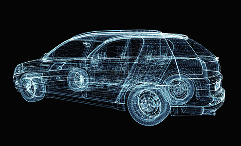 由发光线和点组成的抽象汽车发动机运动黑色驾驶运输蓝色技术速度3d网络图片