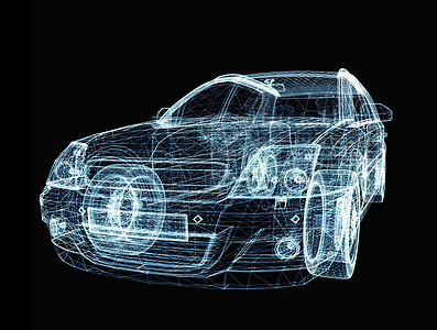 由发光线和点组成的抽象汽车发动机速度蓝色技术多边形3d网络三角形服务黑色图片