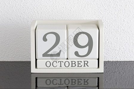 白区块日历目前日期 10月29日和11月黑色派对假期会议死亡反射白色框架历史节日图片