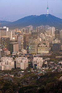 城市建筑夜景首首尔市下城市风景之夜夜景建筑学都市金融风景商业首都爬坡城市办公室背景