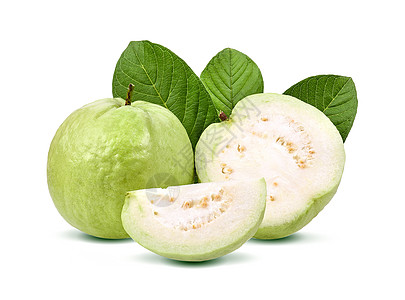 瓜瓦果实在白色背景上被孤立饮食农业绿色情调营养工作室食物果汁异国粉色图片