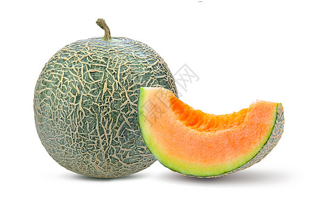在白色背景上被孤立的甜瓜黄色甘露热带绿色橙子饮食蔬菜水果食物营养图片