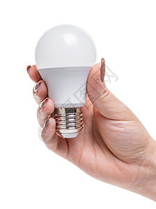女性手中的灯泡创新白色玻璃女士商业身体创造力白炽灯手指力量背景图片