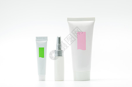 白色背景上隔离的化衣管 添加您自己的文字女性治疗化妆品润肤瓶子卫生皮肤护理产品管子图片