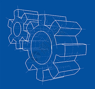 3D齿轮  3d 它制作图案旋转工业圆形白色传动草稿装置艺术蓝图草图图片