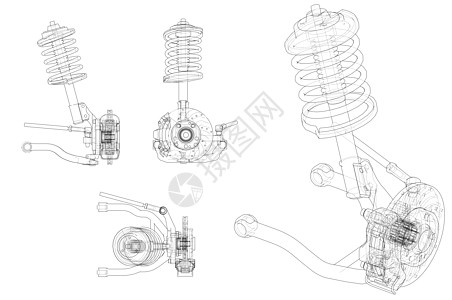 带减震器的汽车悬架维修圆柱服务螺旋吸收器圆圈轮子机器车辆技术图片