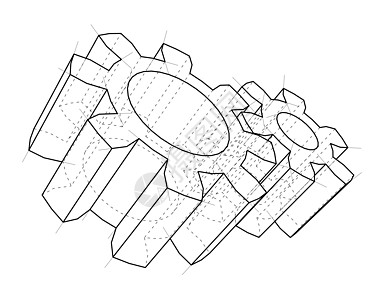 3D齿轮  3d 它制作图案传动圆形车轮圆圈艺术工业绘画技术白色草稿图片